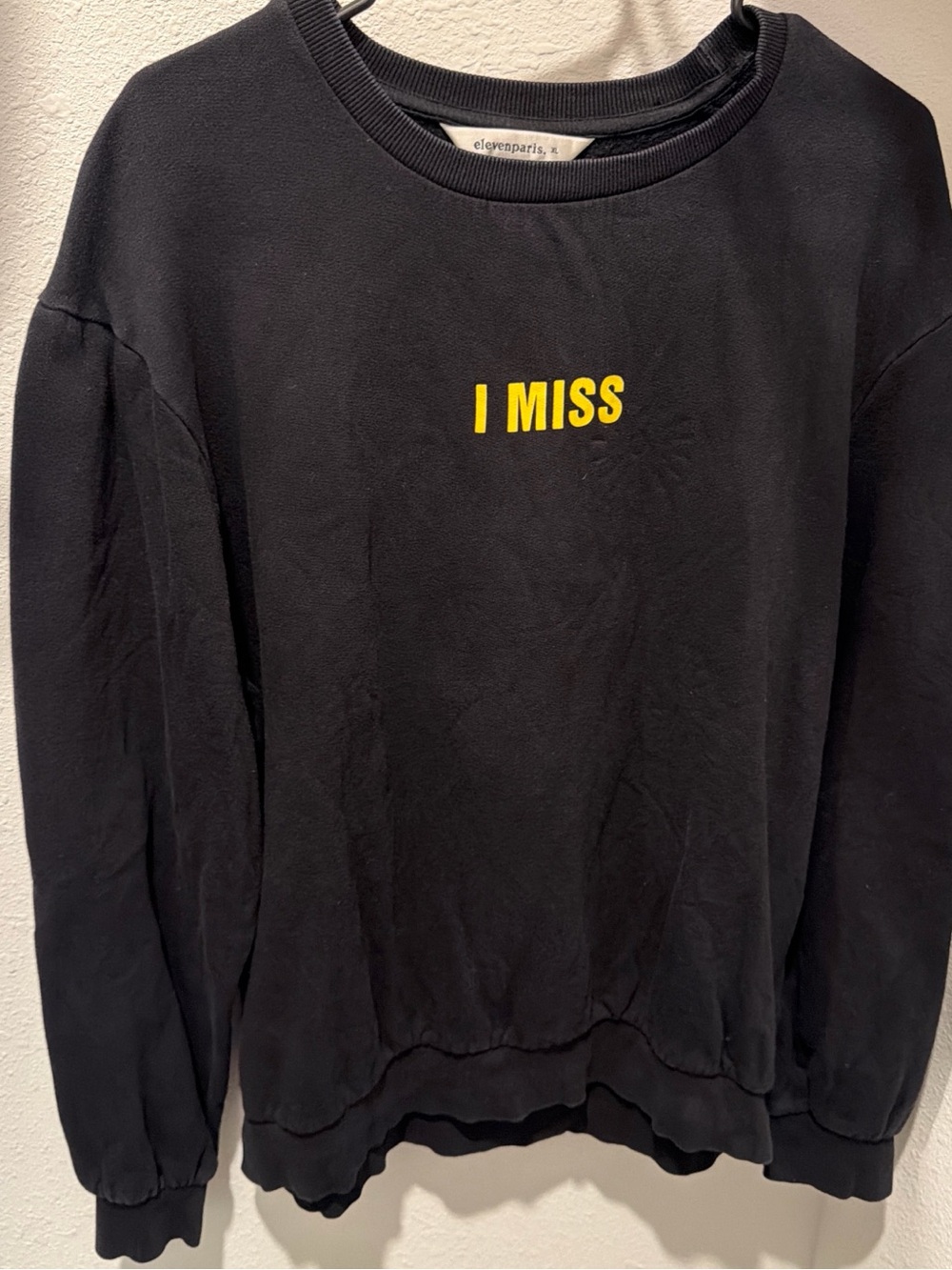 Eleven Paris Black Crewneck Sweatshirt with White Label